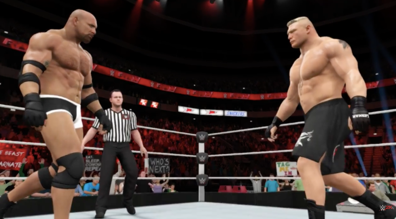 Goldberg and Lesnar in the new WWE 2K17 video game
